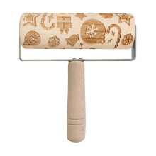 Begine Clearancebell Gift-Christmas Print Carved Elk Rolling Pin Wooden Roller Diy Cookie Mold Holiday Noodle Stick,Rolling Pin,Dough Roller