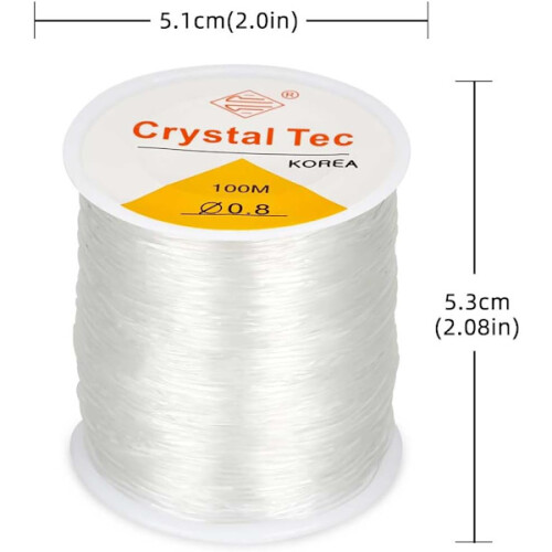 Crystal String Stretch Line - 100m Elastic String Bead Cord for Bracelets, Elastic Beaded String, Easy Through Beaded Jewelry 0.8mm 1