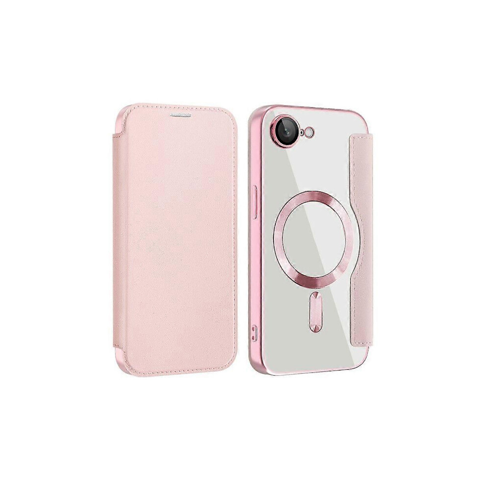 Phone Case For Compatible With Iphone 16E, Compatible With Magsafe Pu Leather Phone Case Pink 9313598841278