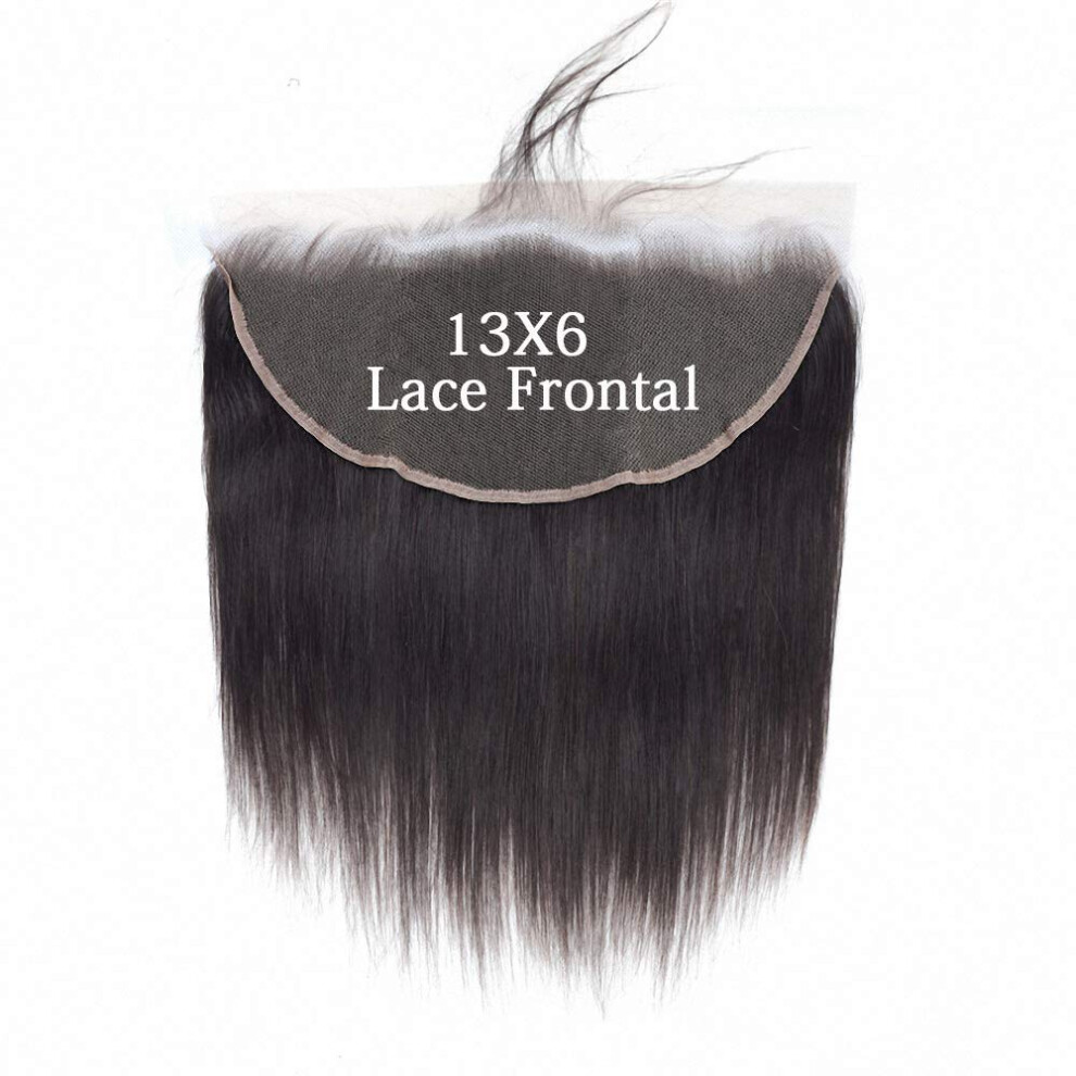 Unisex Brazilian Virgin Human Hair 13X6 Lace Frontal Closure 18 Inch Straight Pre Plucked With Baby Hair