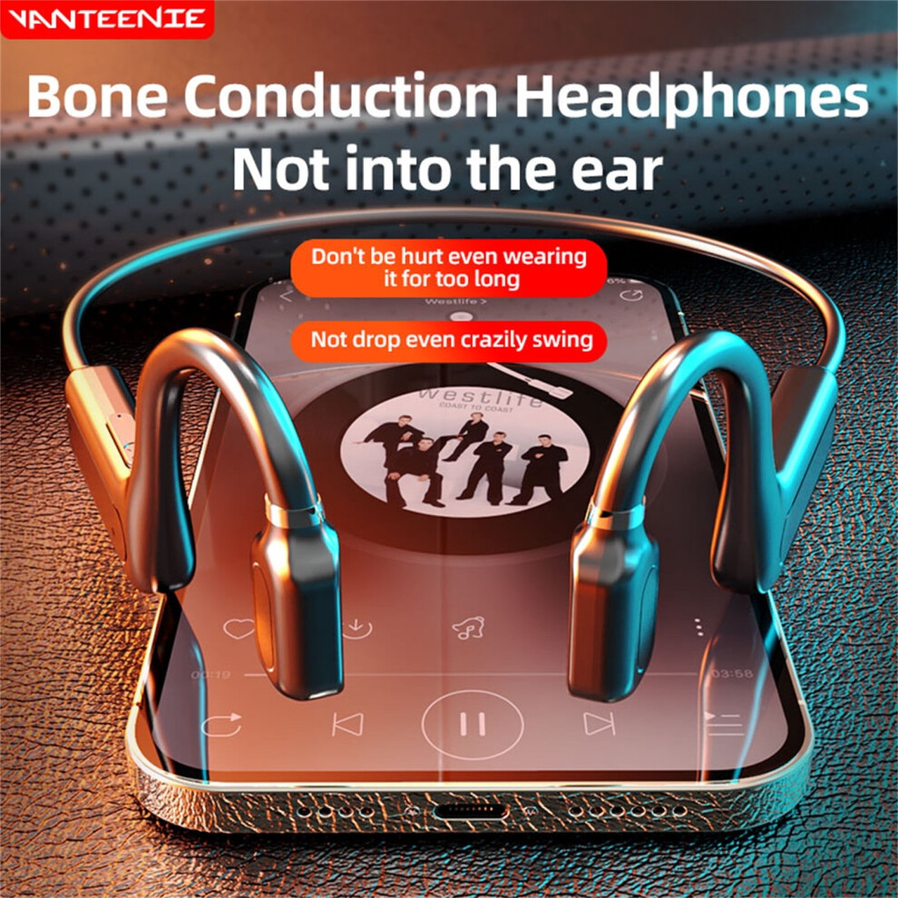 Eqwljwe Wireless 5.0 Earphone Bone-Conduction Bluetooth Headset Hifi Stereo Hands-Free Bluetooth Headset Holiday Clearance 9496895859969