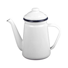 Esquirla Enamel Coffee Pot 1.1L Coffee Kettle Durable Thick Water Milk Warmer Stovetop Teapot Water Kettle for Home Outdoor Tea Coffee White