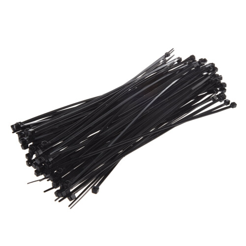 8" Plastic Cable Zip Ties 100-Pack (Black)
