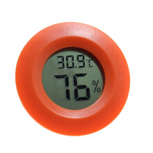 Reptile Box Thermometer Hygrometer Round Shaped Digital Temperature Humidity Meter for Indoor Bedroom Home (Red)