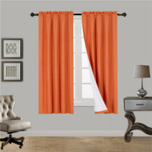 1 Panel Orange Curtain Thermal Lined Foam Backing Rod Pocket Blackout 63" long