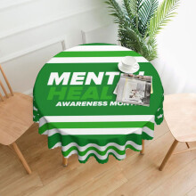 Mental Health Awareness Month Round Tablecloth 60 Inch Table Cover Party Decorative for Winter Holiday Kitchen Party Indoor and Outdoor