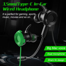 SUSUchens Wired Earphone Stereo Dual Microphone 20-20KHz 3.5mm/Type-C Wired Sports Games Playing Headphone Computer Accessories Style E