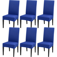 Dining Chair Covers Set of 4 or 6, Stretch Removable Washable Dining Chair Protector Decoration Slipcover Seat Covers for Hotel blue 6pcs