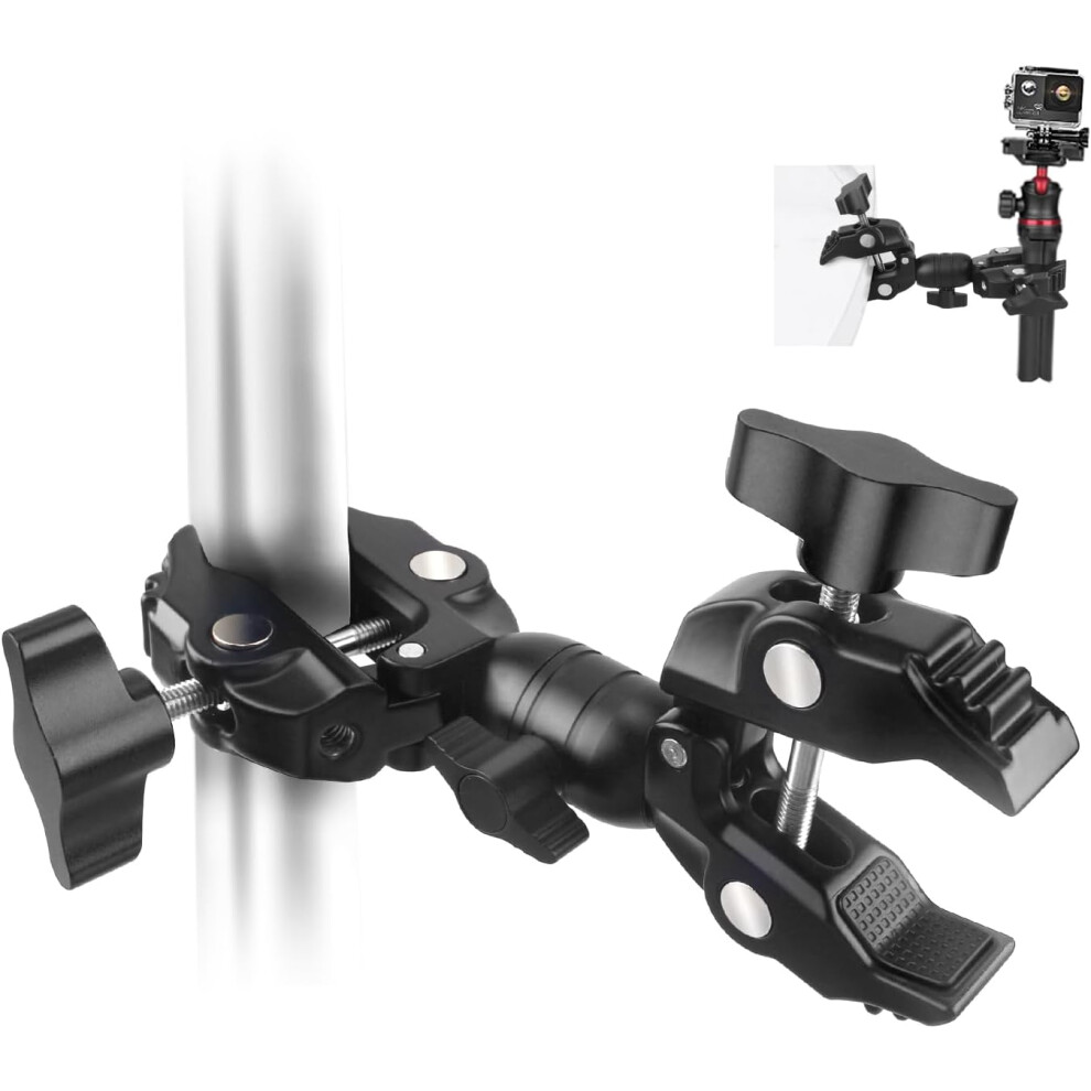 Super Clamp Double Camera Clamp, Super Clamp Camera Clamp Mount 360Rotation Ball Head, Crab Plier Clip Bracket 9450273662626