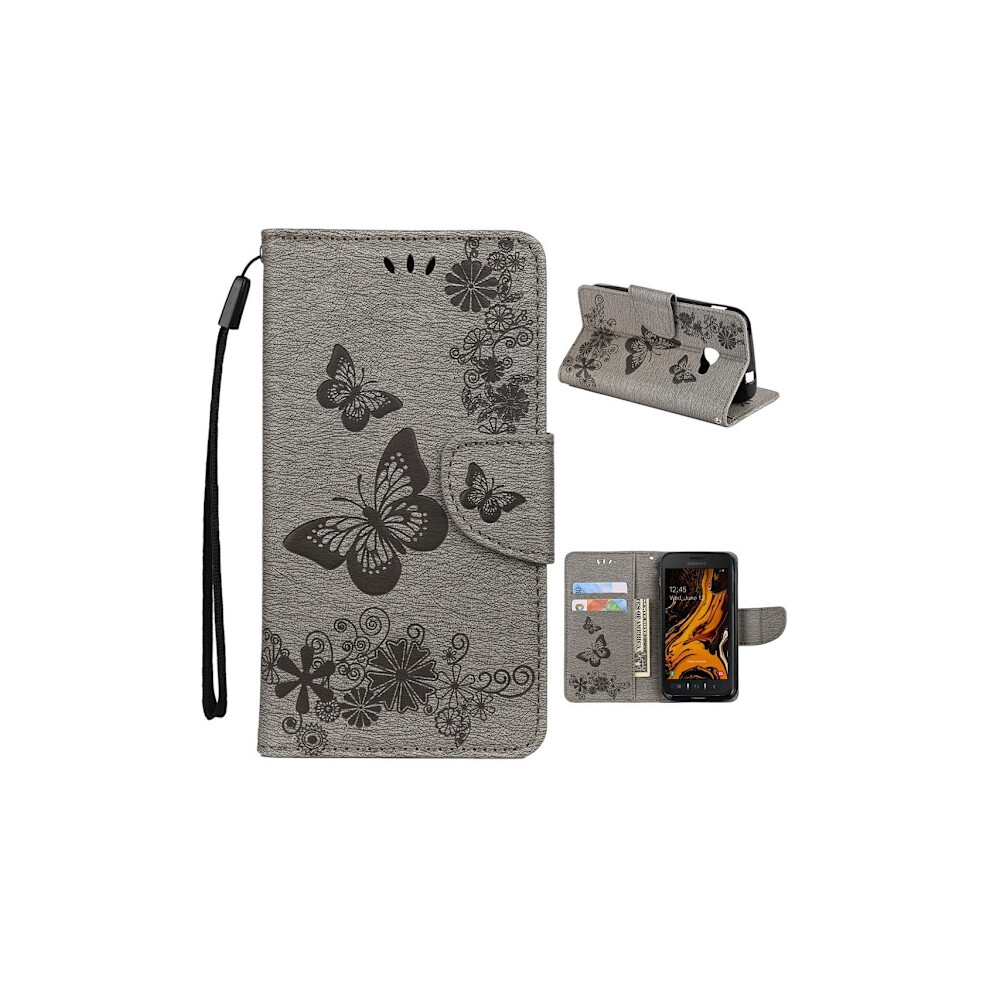 Butterfly Leather Compatible With Samsung Galaxy Xcover 4S Case - /Gray Gray Silver 9450273663494