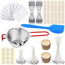 Clearance: Complete Candle Making Set for DIY Craftsmen, Includes Wax Melting Pot, Wick Holders & Personalized Stickers – Start Your Creative