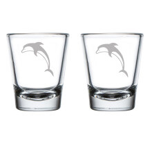 Set of 2 Shot Glasses 1.75oz Shot Glass Dolphin