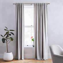 O&O by Olivia & Oliver 84-Inch Luster Velvet Curtain Panel in Silver (Single)