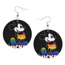 Cartoon Mickey Mouse Leather Earrings Christmas Decorative Design Faux Leather Earring Lightweight Dangle Drop Earrings for Women