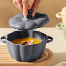 Cute Pumpkin Ceramic Bowl with Lid, Microwave & Dishwasher Safe, Dessert/Soup Bowl with Handle, Decor Dinnerware for Thanksgiving & Halloween Party