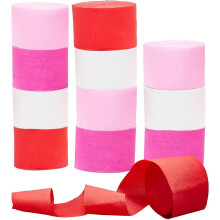 12 Rolls Crepe Paper Streamers 4 Colors (1.8" x 82 Ft/Roll) Red Pink White Rose-Red for Birthday Wedding Festival DIY Decorations