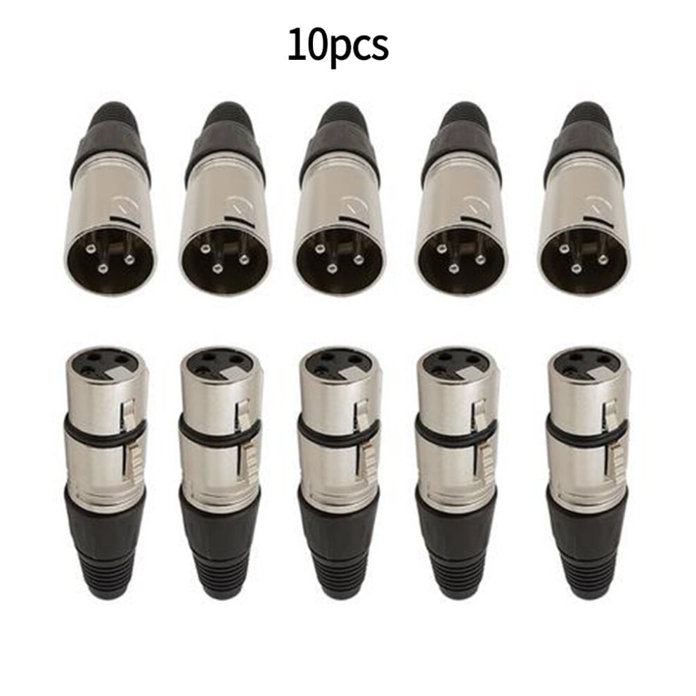 10Pcs 3 Pin Xlr Female Male Microphone Audio Cable Connector Plug Terminal Cable Black 9402001840127