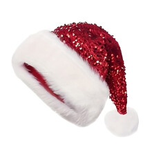 Sequin Santa Hats, A Sequin Santa Hats, Sequin Santa Christmas Hats, Shiny Festive Headwear for Holiday Parties & Seasonal Photo Props, by Elapind