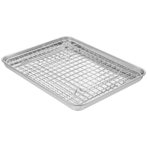 Baking Trays for Oven Pan with Rack Stainless Steel Bakeware Multipurpose Flat Roasting