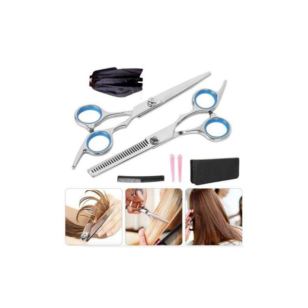 7-piece Hairdressing set - hairdressing scissors, thinning scissors, comb, cutting cape Silver