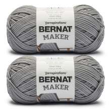 Bernat Maker #5 Bulky Cotton Yarn, Gray 8.8oz/250g 317 Yards (2 Pack)