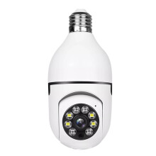 WRKEKC Gifts for Him Light Bulb Camera 1080P E27 2.4GHz WiFi Security Camera, Indoor/Outdoor 360 Full Color Day & Night