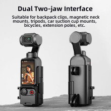 SUSUchens Action Camera Frame Extension Bracket Protective Case Adapter Fixed Case with Cold Shoe Mount Protective Case Shell for Osmo Pocket Black