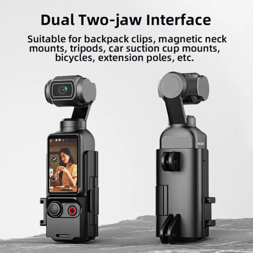 SUSUchens Action Camera Frame Extension Bracket Protective Case Adapter Fixed Case with Cold Shoe Mount Protective Case Shell for Osmo Pocket Black