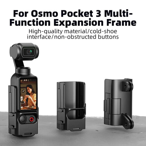 SUSUchens Action Camera Frame Extension Bracket Protective Case Adapter Fixed Case with Cold Shoe Mount Protective Case Shell for Osmo Pocket Black 2