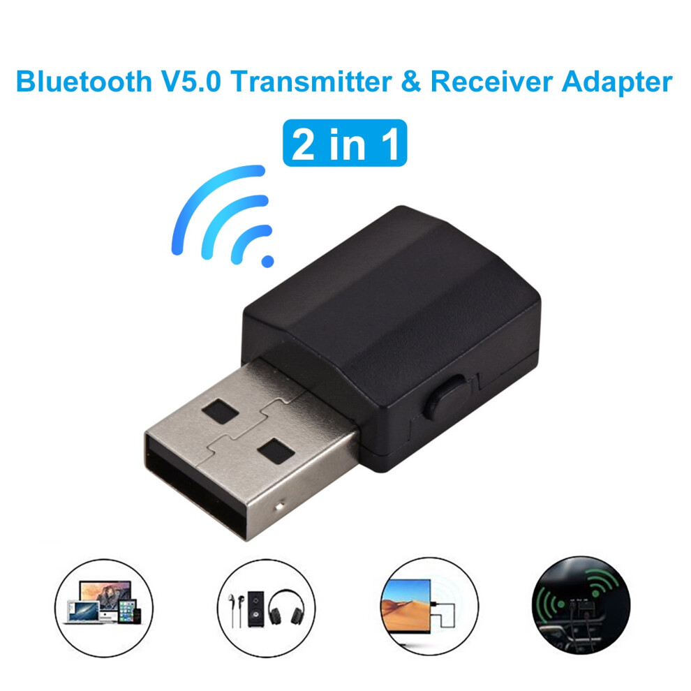 Susuchens 2 In 1 Usb Bluetooth-Compatible 5.0 Audio Transmitter Receiver Adapter For Tv/Car/Computer Black 9558633655841