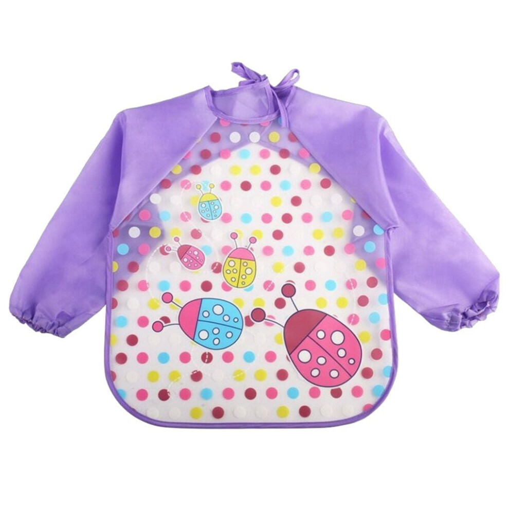 Jygee Wuderland Lovely Baby Bibs, Long Sleeve Waterproof Feeding Smock For Infant & Toddler, Insect Design Purple