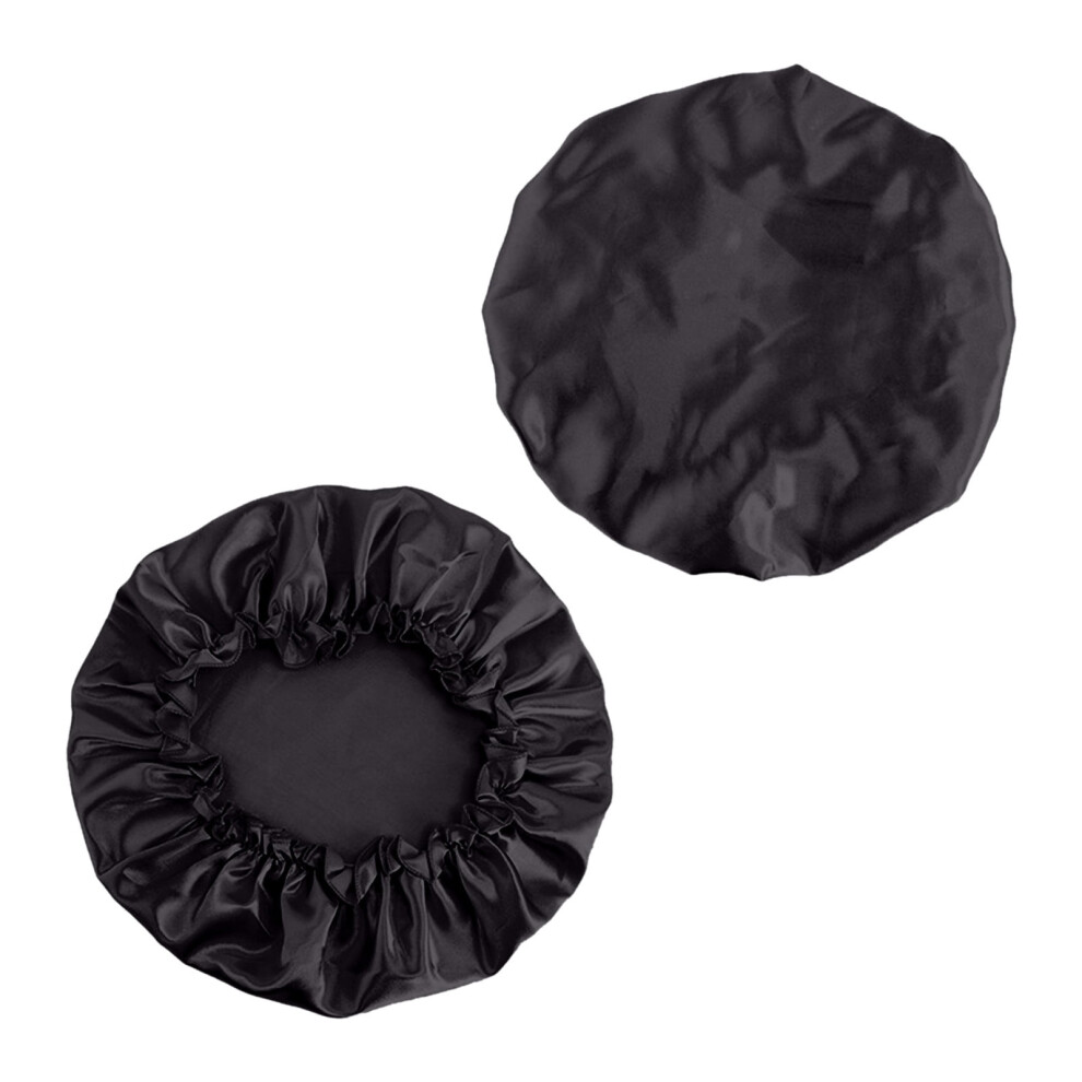 Black Naxoaeo Satin Bonnet Silk Bonnet For Sleeping Double Layer Satin Lined Hair Bonnet With Tie Band Bonnets For Women Natural Curly Hair