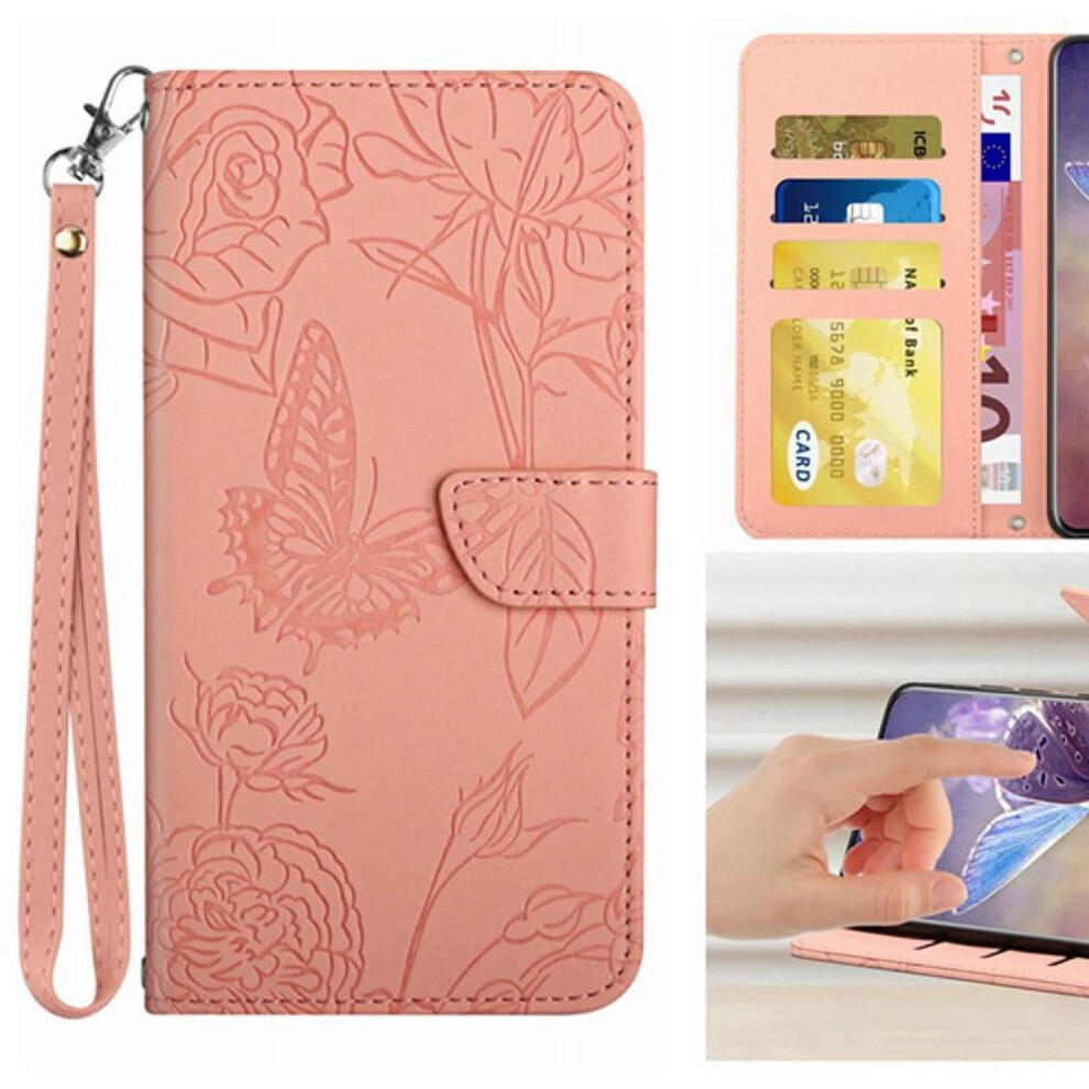 Case For Note 11 With Wrist Strap Anti-Drop Protection Flowers And Butterflies Shockproof Leather Case Pu Leather Flip Cover 9395123123127