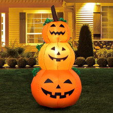 4 ft Inflatable Pumpkin Halloween Yard Decor with Built-in LED, Compatible with Outdoor & Indoor Use