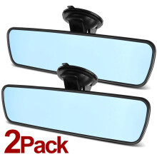 2 Pack Wide Angle Rear View Mirror, Anti-glare HD Blue Universal Interior Convex Clip-on 9.8" with 360 Adjustable Suction Cup