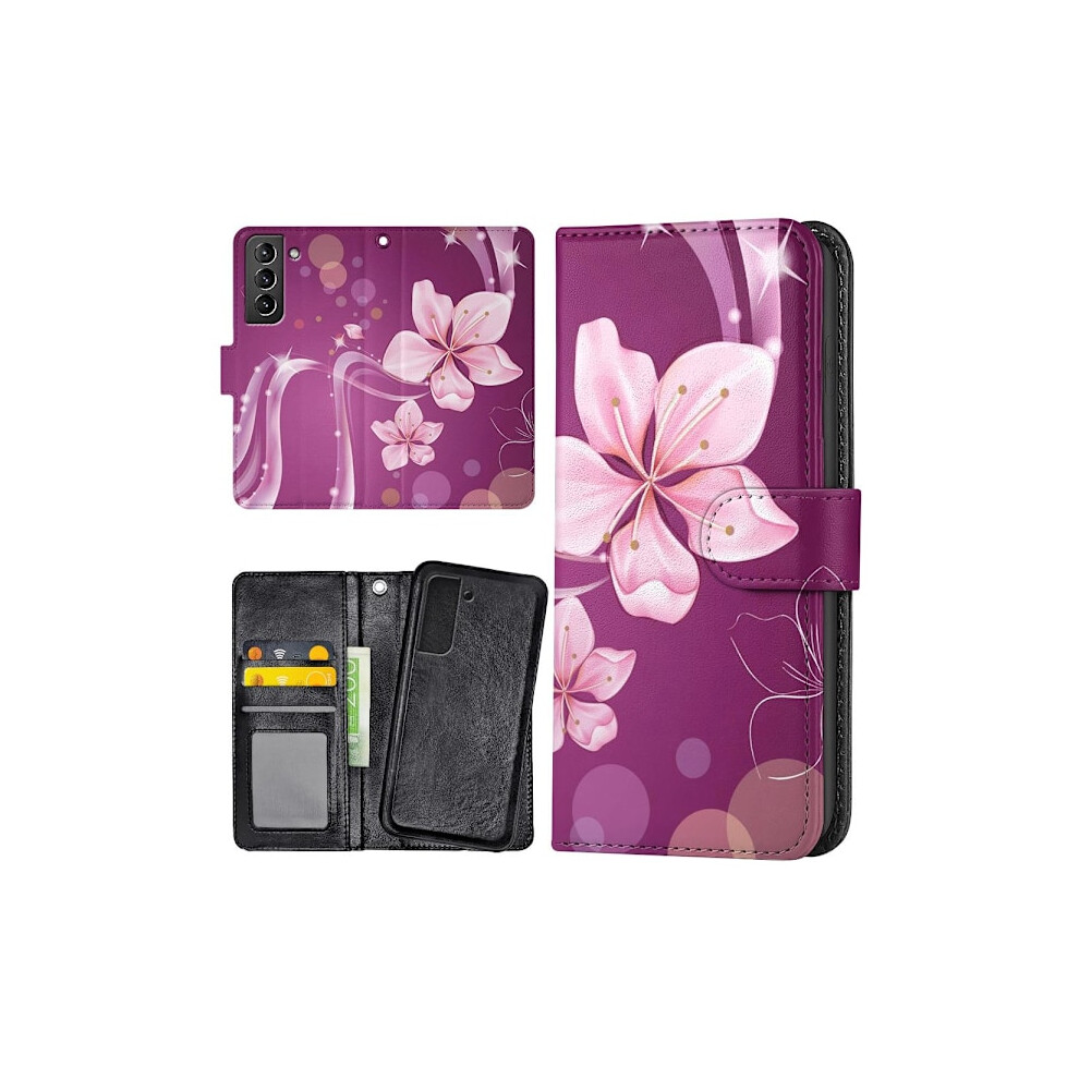 Compatible With Samsung Galaxy S21 - Wallet Case/Case Flower Multicolour White 9395123349169