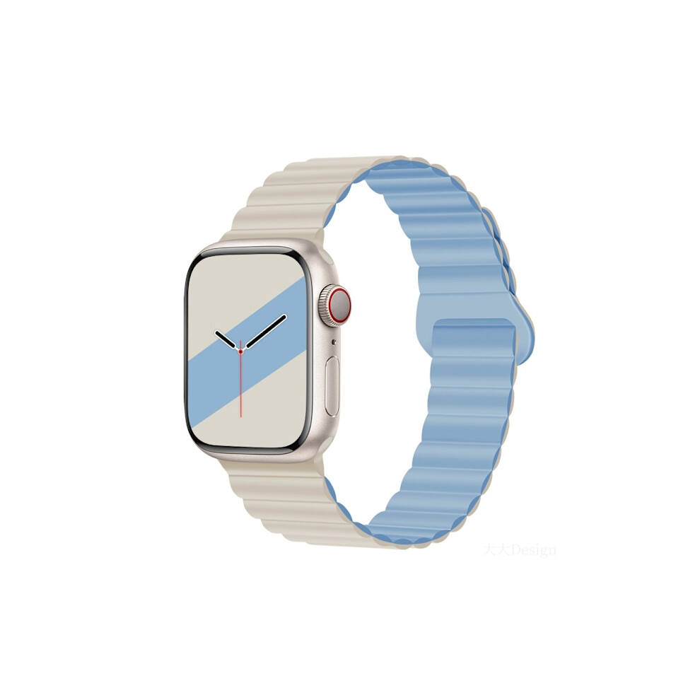 Watch Strap For Compatible With Apple Watchwith Apple Watch Iwatch 38/40/41/10Th Generation 42Mm Antique White With Mist Blue Blue,White 9395123349152