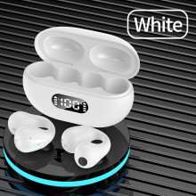Avtoify Wireless Ear Clip Bone-Conduction Headphones, Bluetooth Mini Sports Running Earring Headphones, Open Ear Design, Wireless Earbuds White