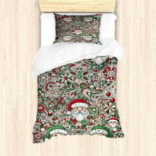 Snowflake Duvet Cover Set, Winter Christmas Illustration, 3PC Queen Bedding with 2 Shams, Indigo White, compatible with standard sizes