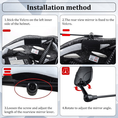 WALFRONT ABS Adjustable Rear View Helmet Mirror, Black 2