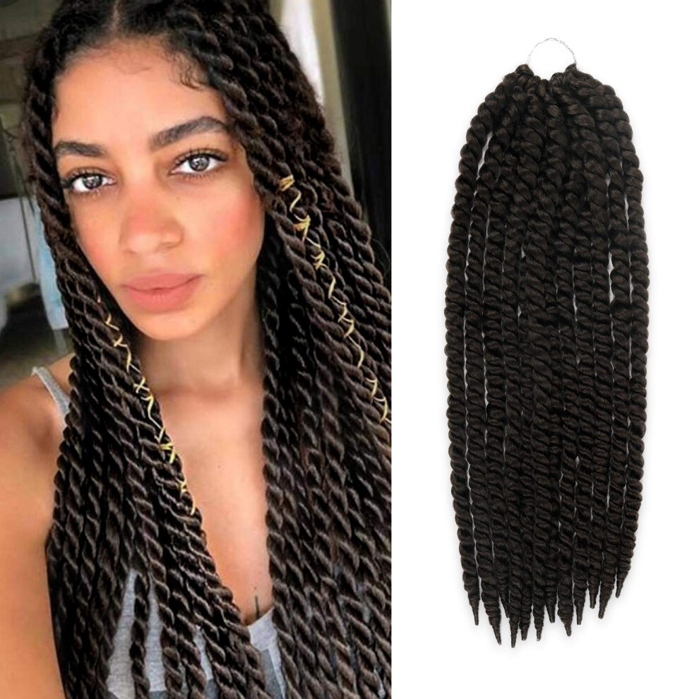 Unisex 24 Inch Jumbo Senegalese Twist Crochet Braids Prelooped Heat Resistant Synthetic Hair