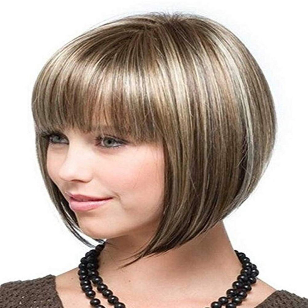 Unisex Bob Wig For Women Heat Resistant Synthetic Hair With Realistic Scalp And Adjustable Fit