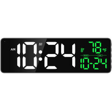 Large Digital Wall Clock 13Inch LED Display with Date Temperature Auto Brightness for Home Office Seniors White