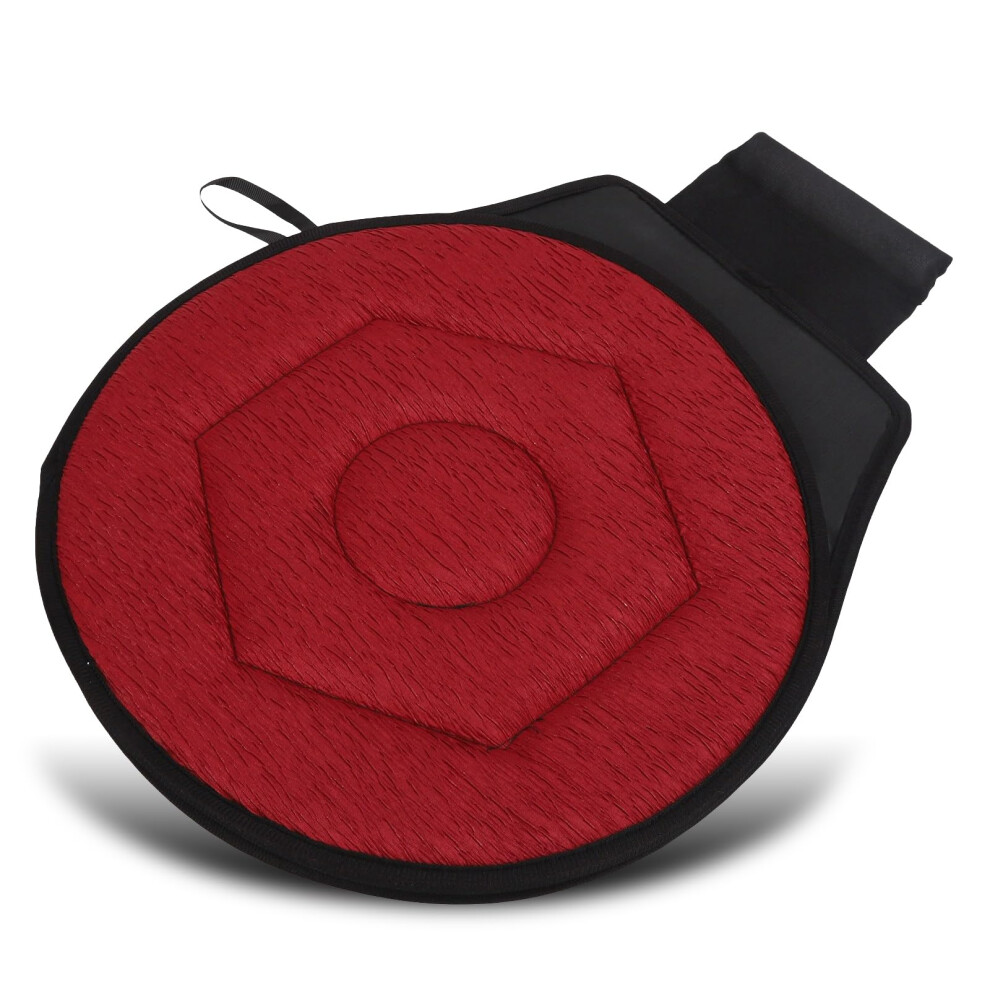 Burgundy Rotating Car Seat Cushion 360 Swivel With Antiskid Base For Elderly Mobility Aid