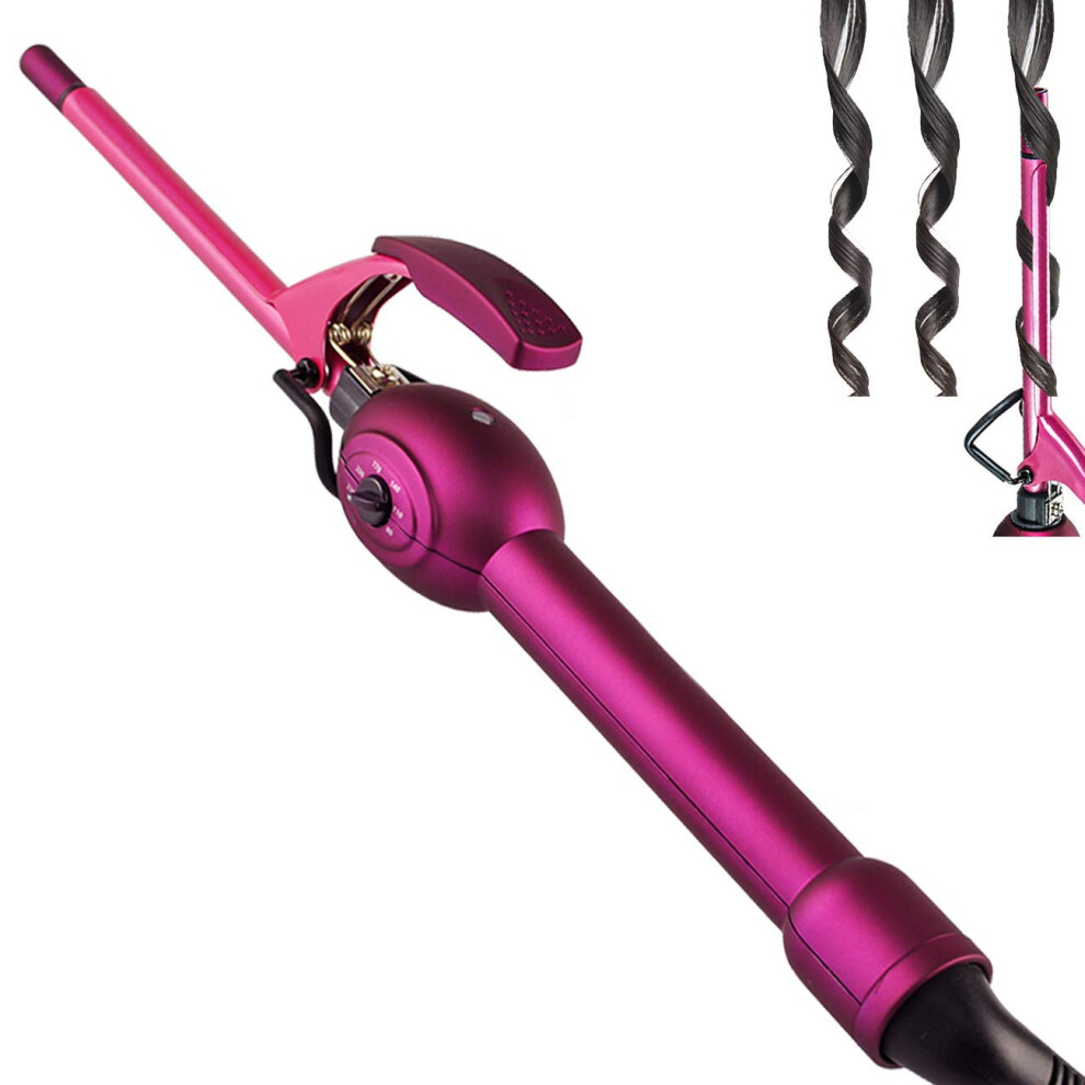 9mm Ceramic Tourmaline Curling Iron for Short Hair, Slim Barrel Hair Curler with Adjustable Heat