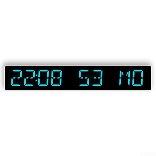 Wireless Auto Adjusting Digital Wall Clock with Dual Alarm and Countdown Timer, White Blue LED
