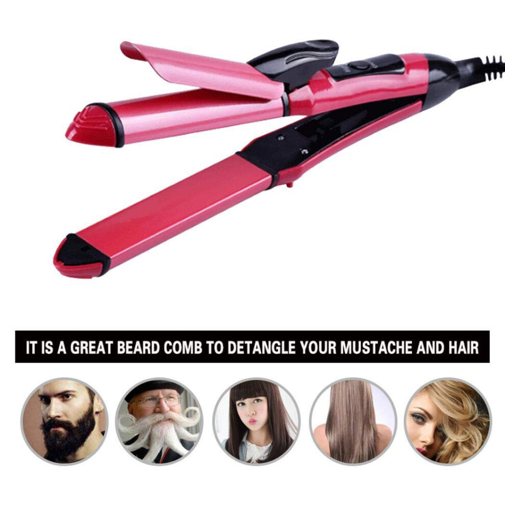 2in1 Hair Straightener and Curler, Wet or Dry Use, Fast Heatup, Tourmaline Ceramic Styling Tool