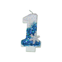 Ice Snow Theme Cake Decorations with Blue Candles & Flashing Toppers for Party Atmosphere
