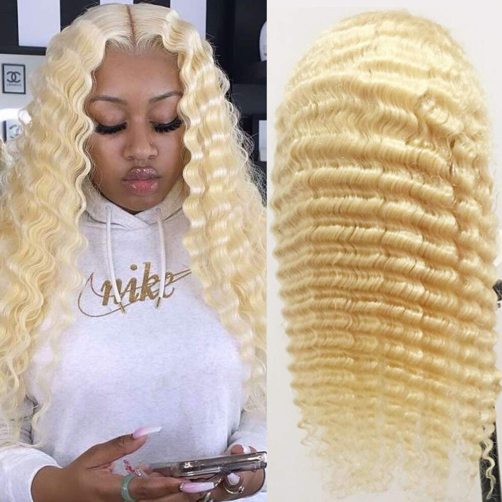 Unisex 613 Blonde Lace Front Wig Human Hair 13X1 Pre Plucked Baby Hair Peruvian Remy 10 Inch