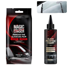 Car Windshield Cleaning Tool with Oil Film Remover, NonScratch Sponge and AntiFog Glass Polisher 150ML